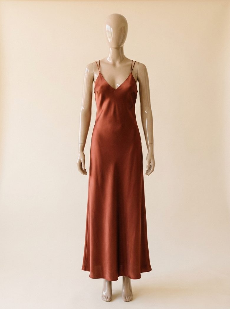 Vestido slip acetinado